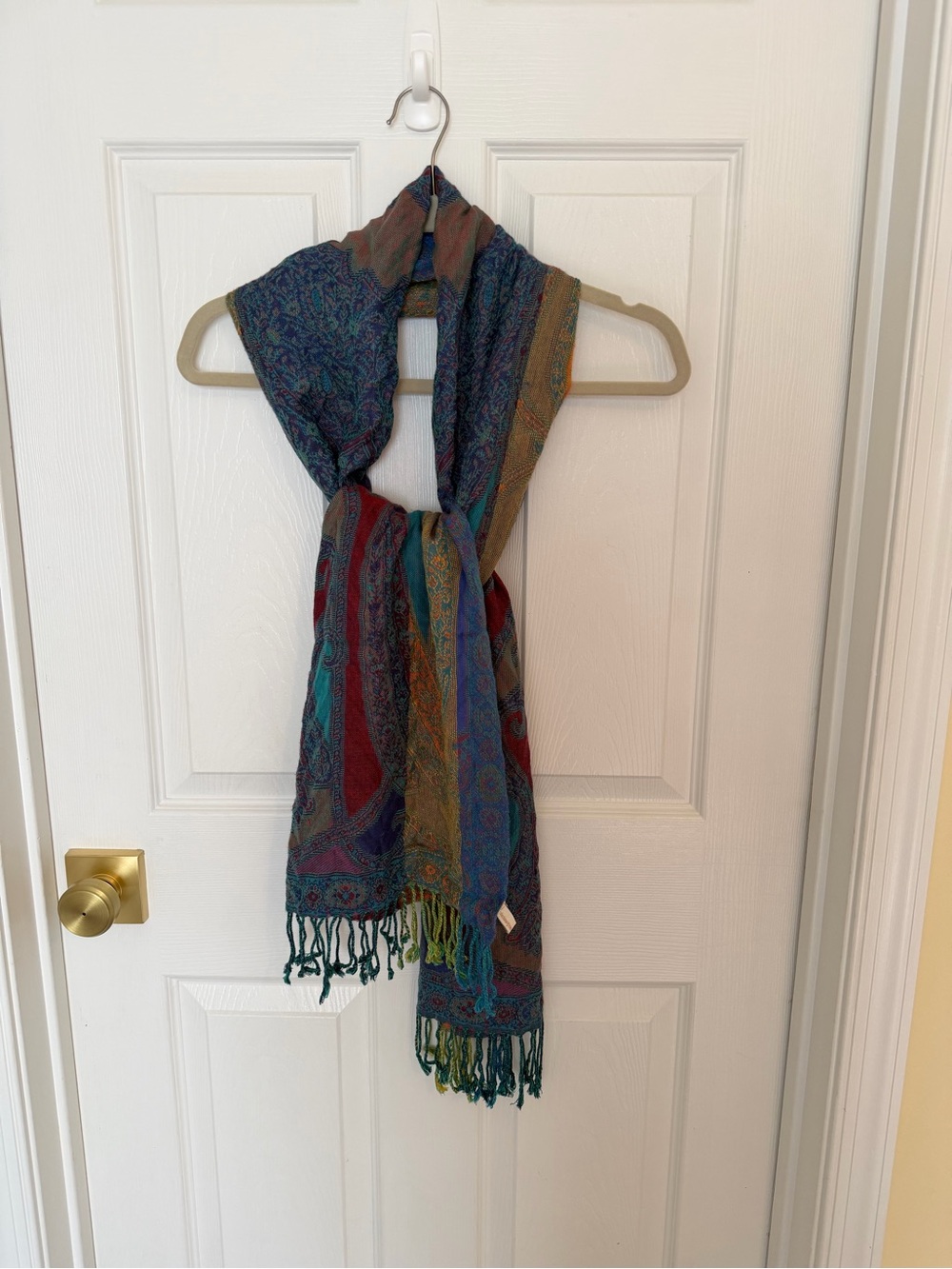 Multicolor Paisley Woven Scarf - Blue, Teal, Red